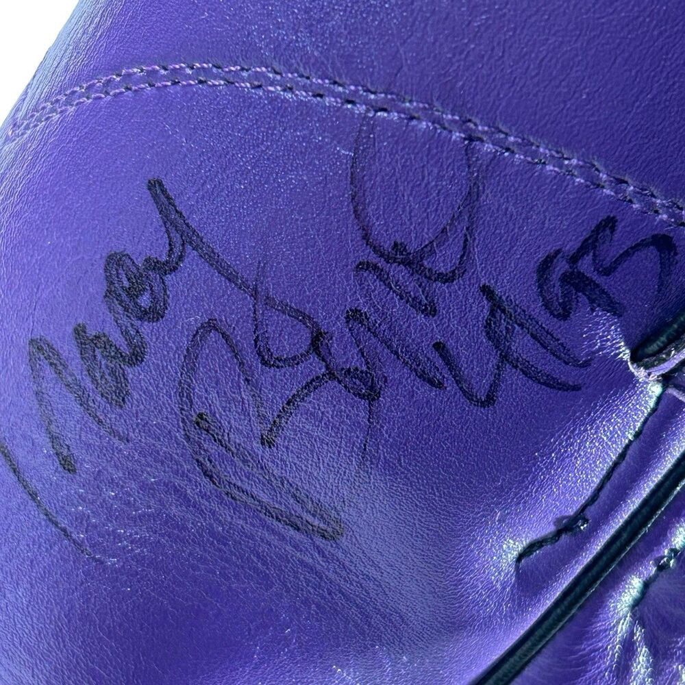 Tracy Byrd & Lee Roy Parnell Signed Justin Roper Purple Boots Vintage 1990s-Sz 8 - Picture 3 of 16